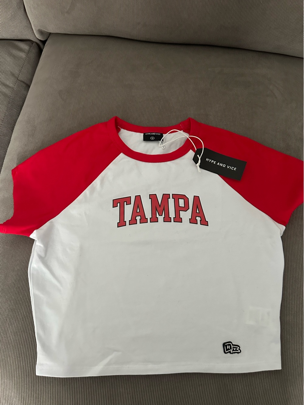 Hype and Vice "TAMPA" Red & White Raglan Tee